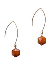 Brass hexagon earrings with long gold hooks – made in Meath