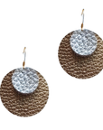 Gold & Silver Grian agus Gealach Leather Earrings