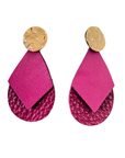 Rich Pink Deora Báistí Leather Earrings