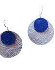 Rich blue and silver leather earrings – Grian agus Gealach design