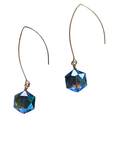 Blue Green Hexagon Prism Earrings