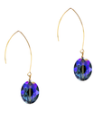 Large Rainbow Blue Oval Glass Earrings