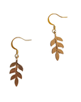 Fern Leaf Brass Earrings
