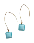 Pale Blue Square Glass Earrings