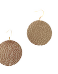 Grian leather earrings in metallic bronze – circular statement earrings handmade in Ireland