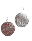 Grian leather earrings in silver – handmade circular earrings with platinum-plated hooks