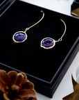 Organic-shaped agate earrings with polymer clay frame