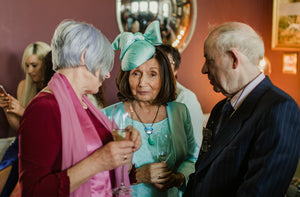 Mother of the groom headpiece in duckegg