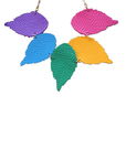 Rainbow with Pink Duilleog Five Leather Leaf Necklace