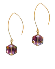 Pink Gold Hexagon Prism Earrings