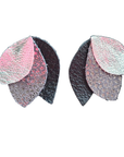 Black, Grey & Silver Duilleach Leather Earrings