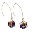Purple Hexagon Prism Earrings
