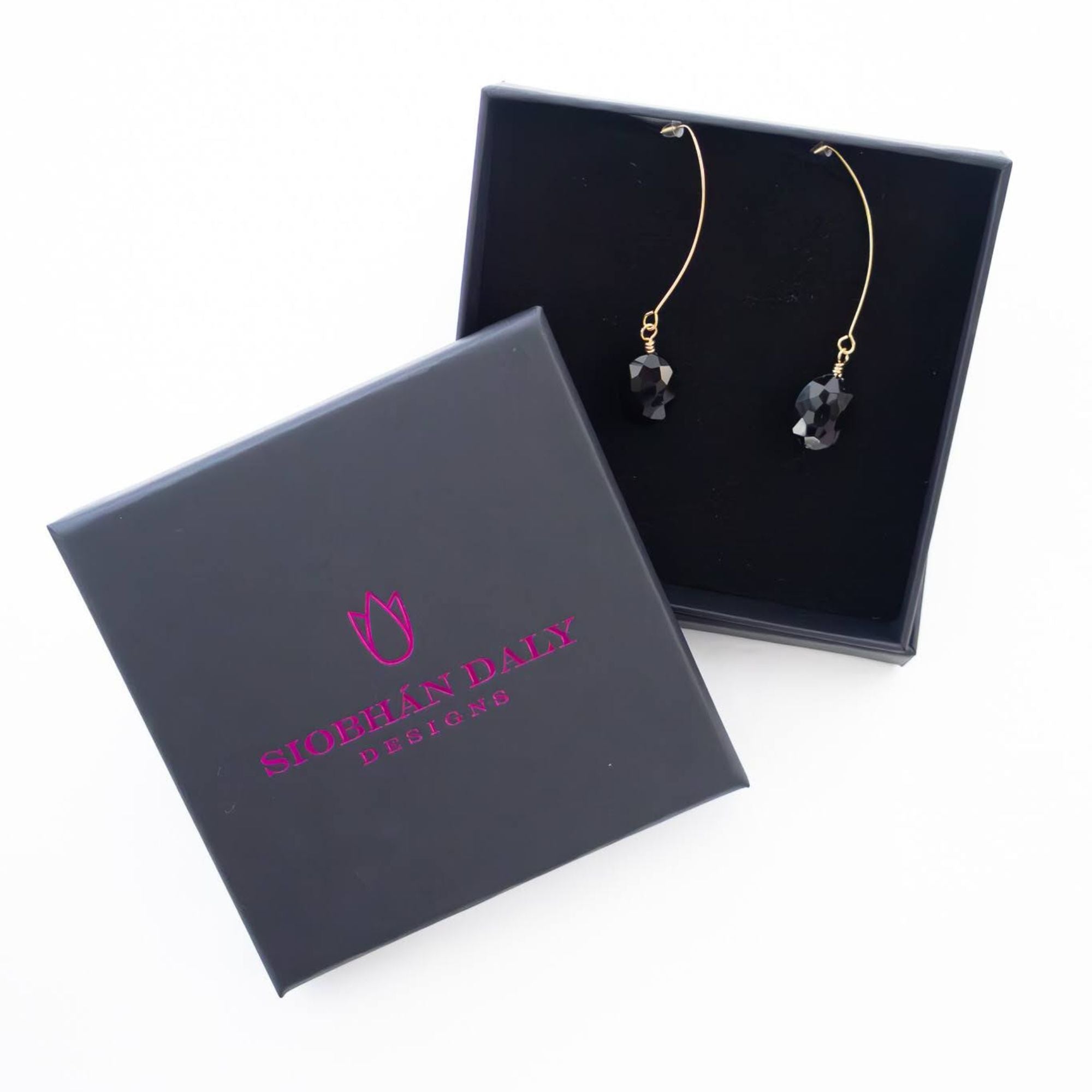 oval-glass-earrings-black-handmade-Ireland