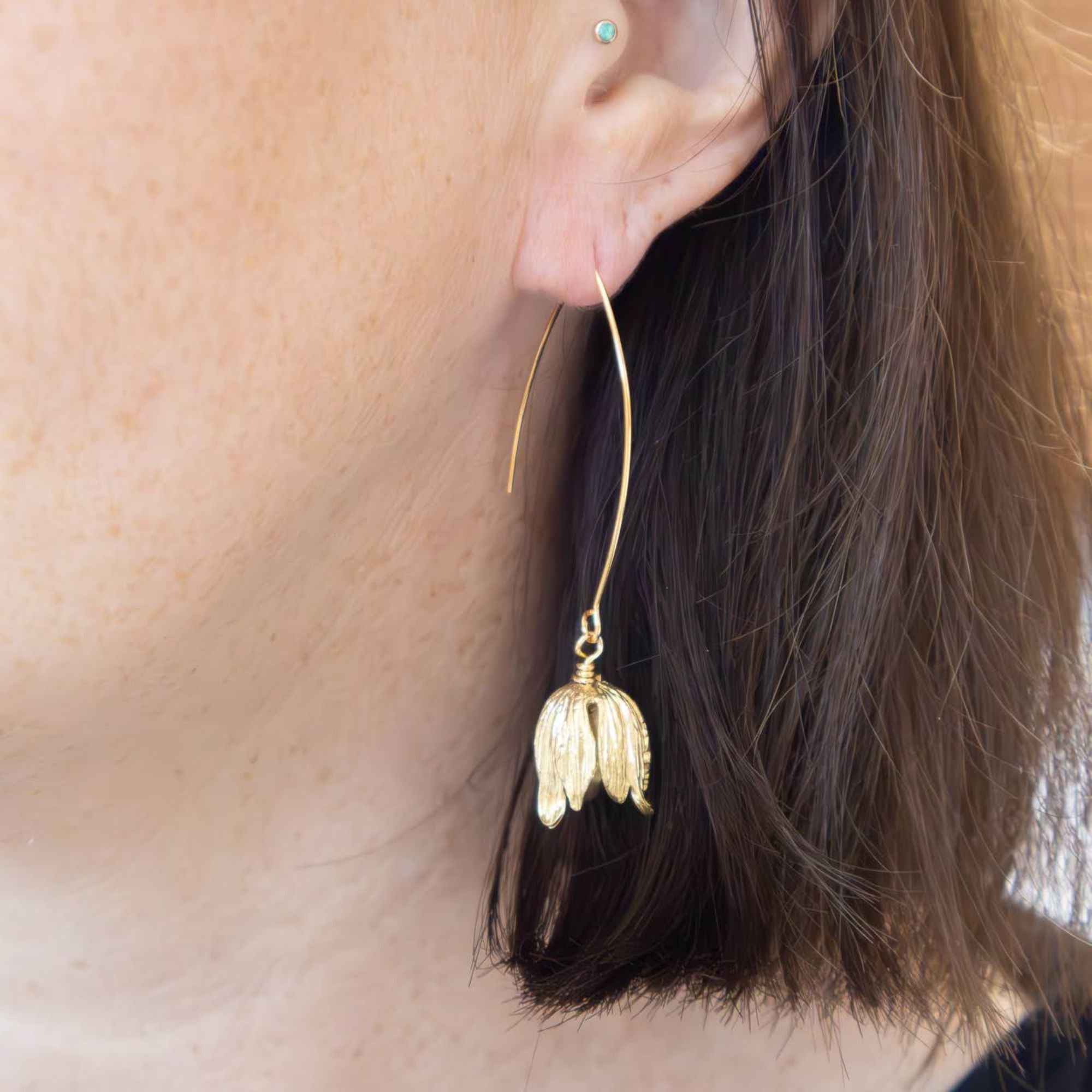 Brass snowdrop earrings – handmade Irish jewellery