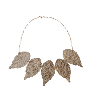 The Duilleog Collection 5 Leather Leaf Necklace