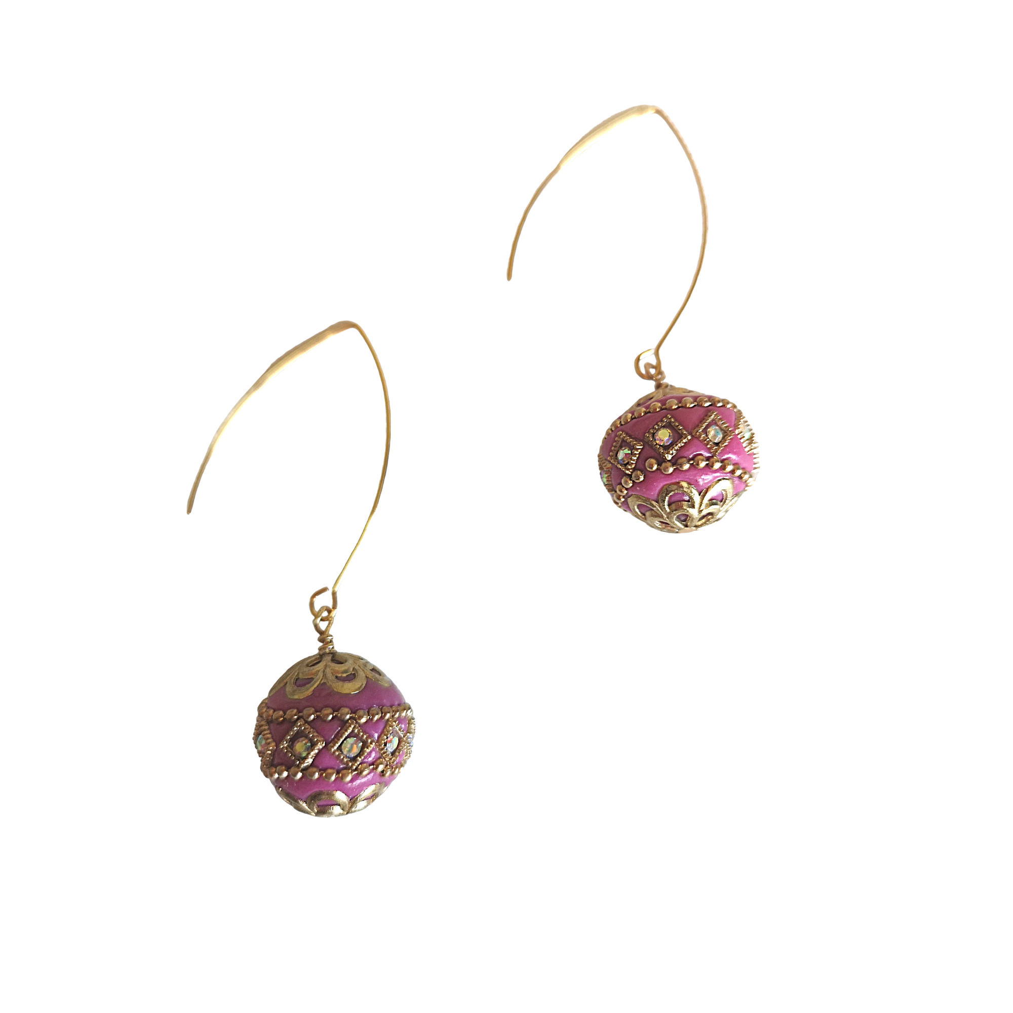 Large bead drop earrings PINK