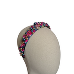 Load image into Gallery viewer, Pink and Navy Beaded Hairband
