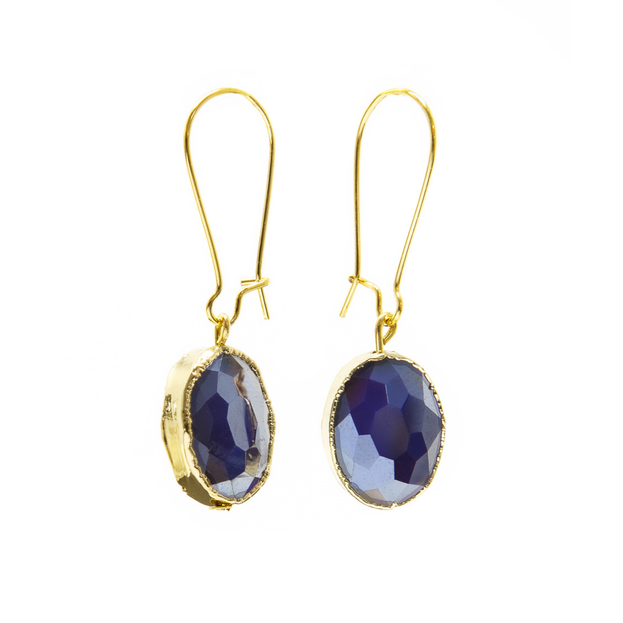 Vintage Looking Glass Earrings in Blue