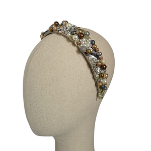 Cream, Gold & Silver Beaded Hairband