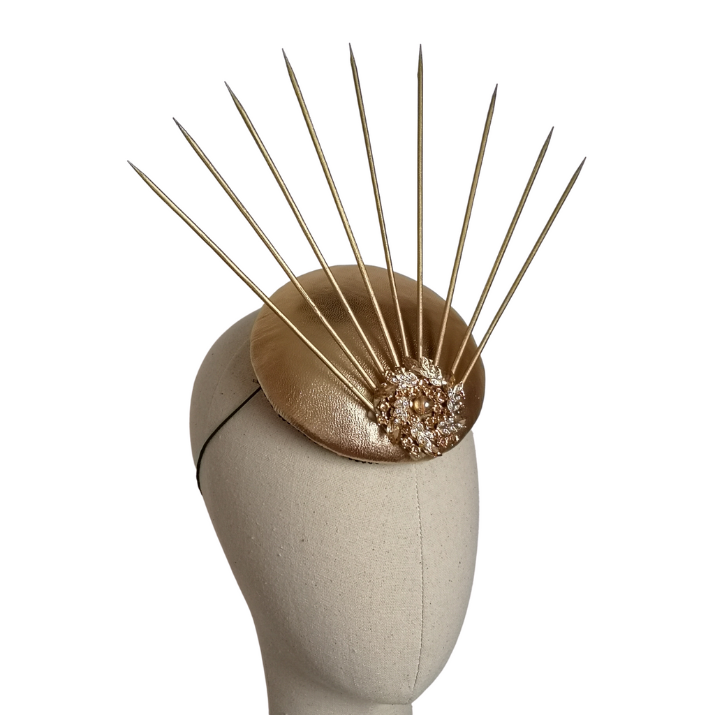 Gold Leather Spike Headpiece